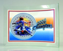  glass curved soccer award 5”X7’ 